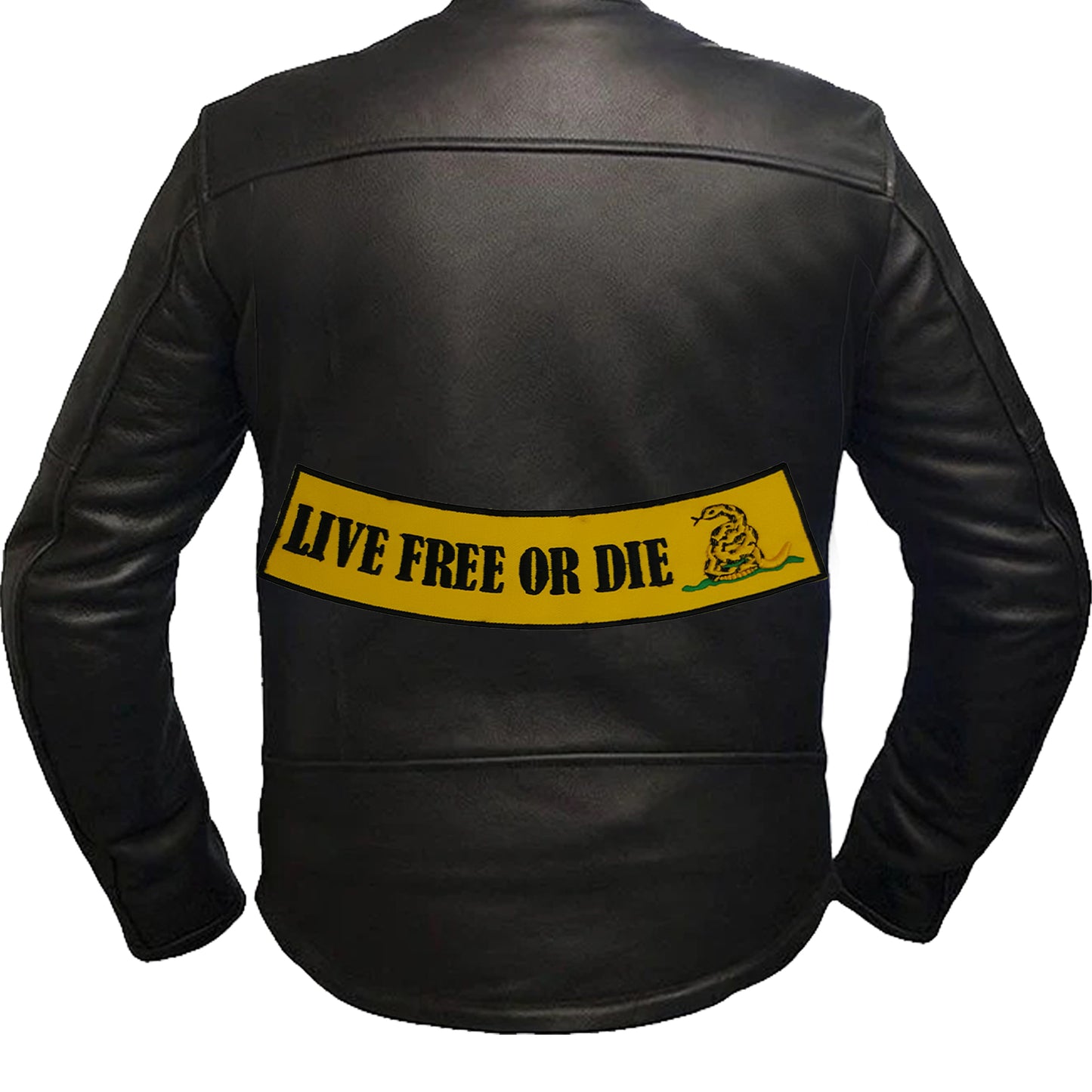 Live Free or Die Iron On Sew On Bottom Rocker Large Back Patch for Jacket Vest