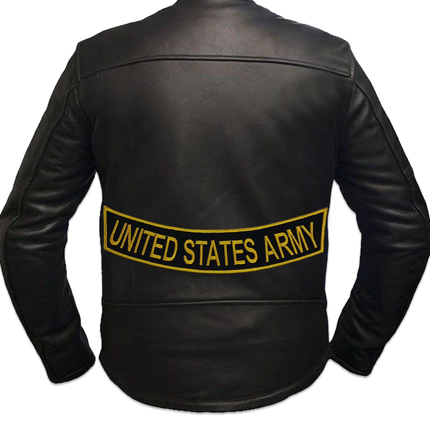 United States Army, army patch, yellow patch, bottom rocker patch, iron on patch, sew on patch, large back patch, military patch, biker patch, jacket patch, vest patch, US military, veteran patch, military supporter, custom rocker, embroidered patch, veteran biker, army gear