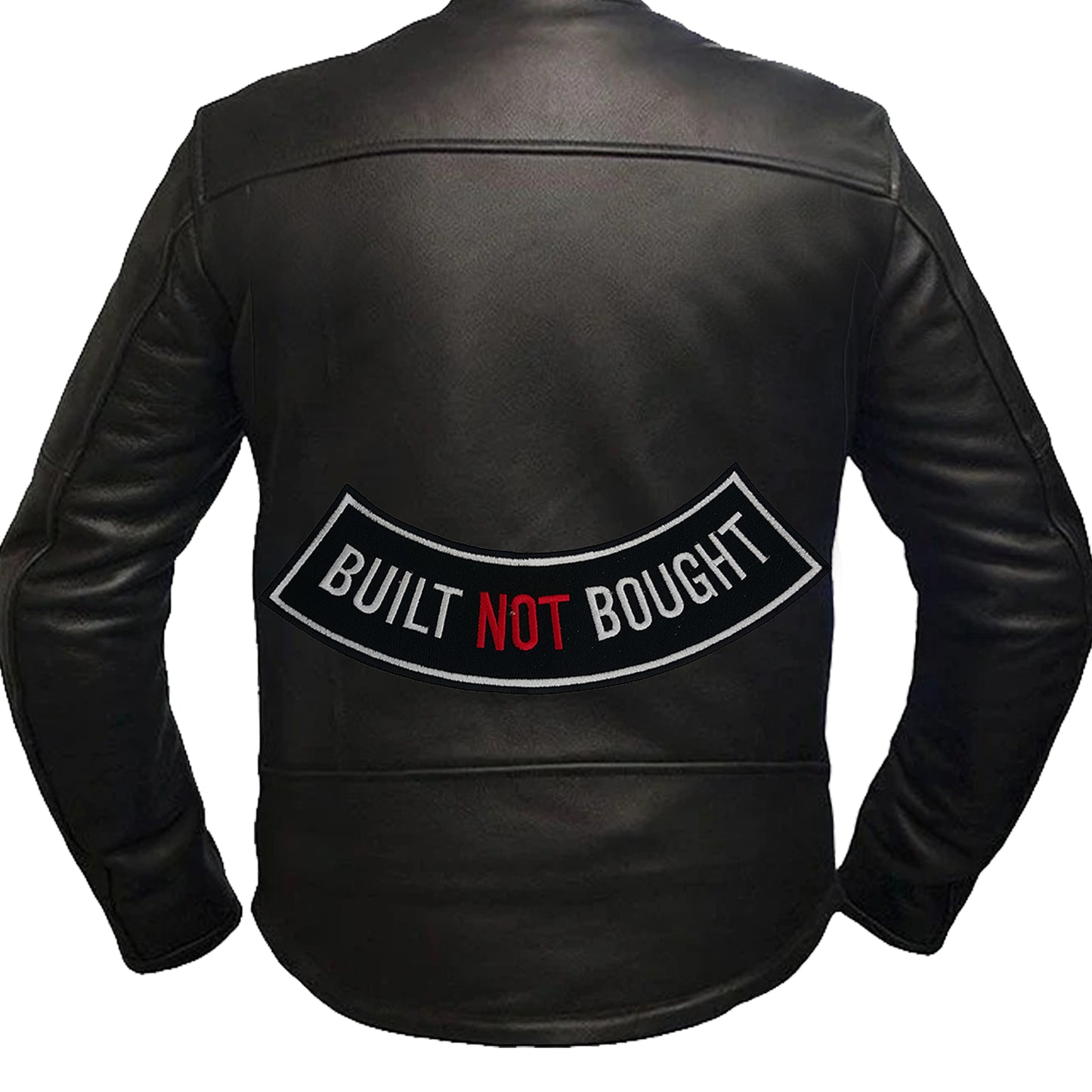 Built not Bought Iron On Sew On Bottom Rocker Large Back Patch for Jacket Vest