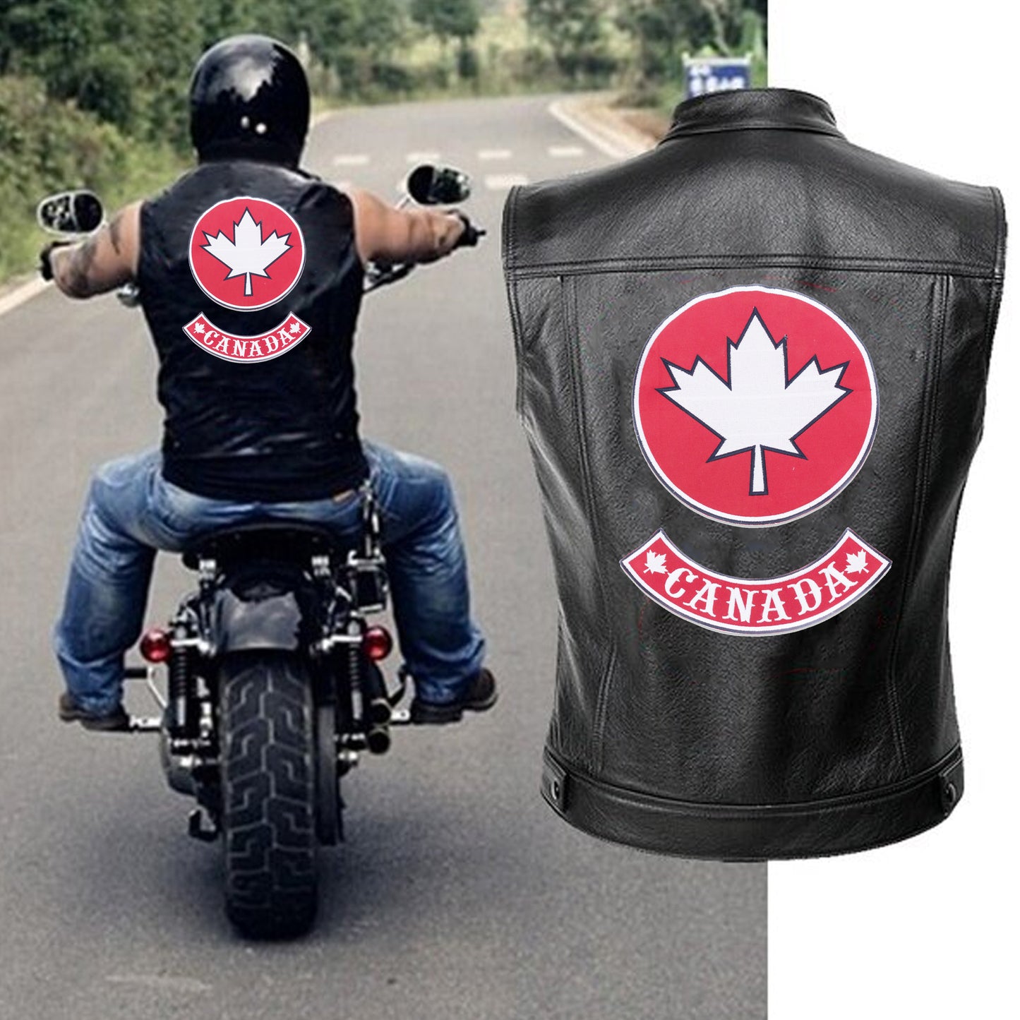 Maple Leaf Canda Center Bottom Back Patch for Biker Vest