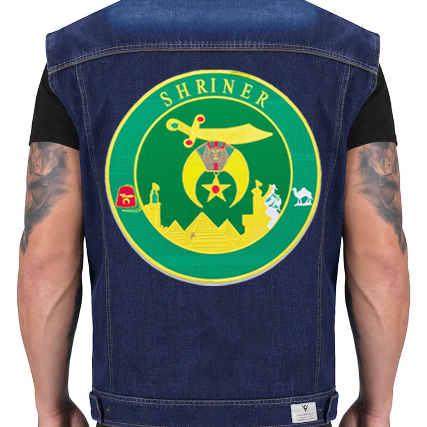 Green Shriner Round Center Back Patch for Biker Vest