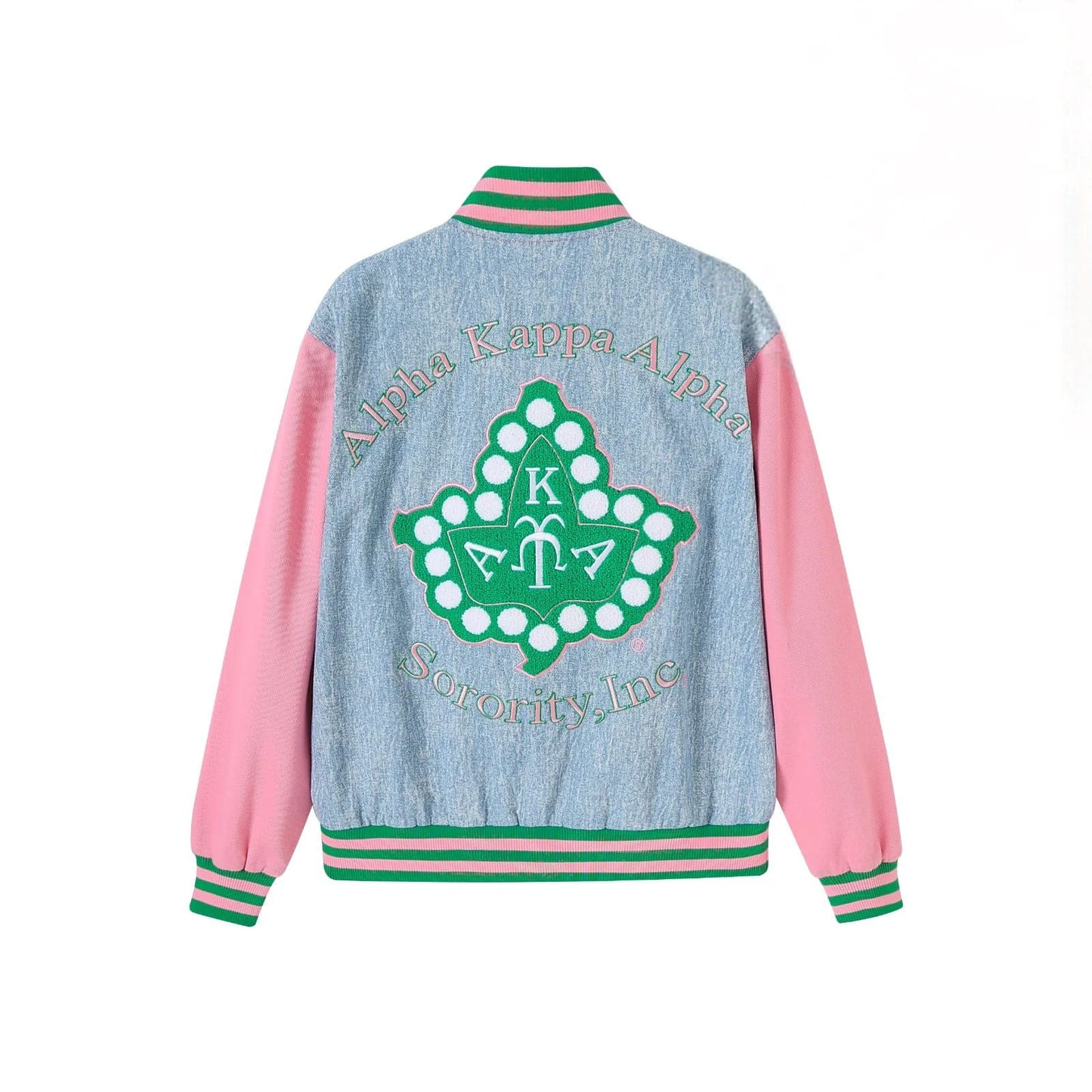 Alpha Kappa Alpha AKA Bomber Jacket Denim - Unisex Fit 1908 Sorority