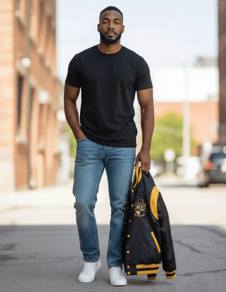 Alpha Phi Alpha Bomber Jacket Black & Gold Satin - Fraternity Streetwear