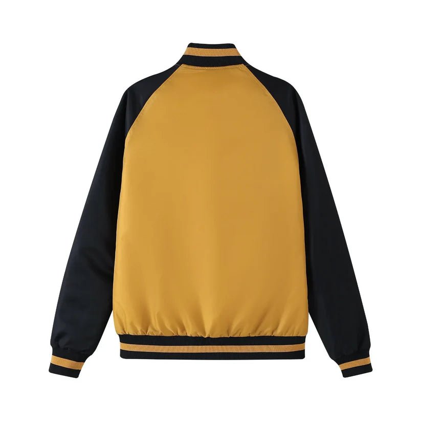 Alpha Phi Alpha Bomber Jacket Old Gold Nylon - Custom Lining Embroidered Logos Fraternity