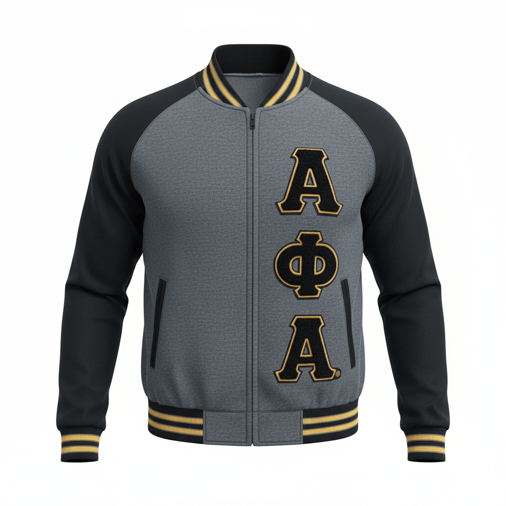 Alpha Phi Alpha Dark Grey Varsity Fleece – Heavyweight 350 GSM Full - Zip