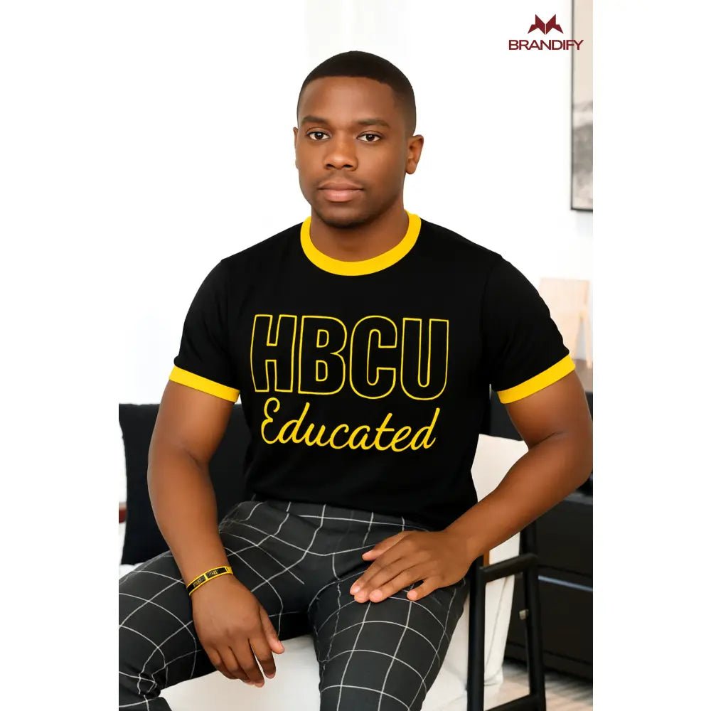 Custom HBCU Men’s Black/Gold Chenille Tee | Custom D9