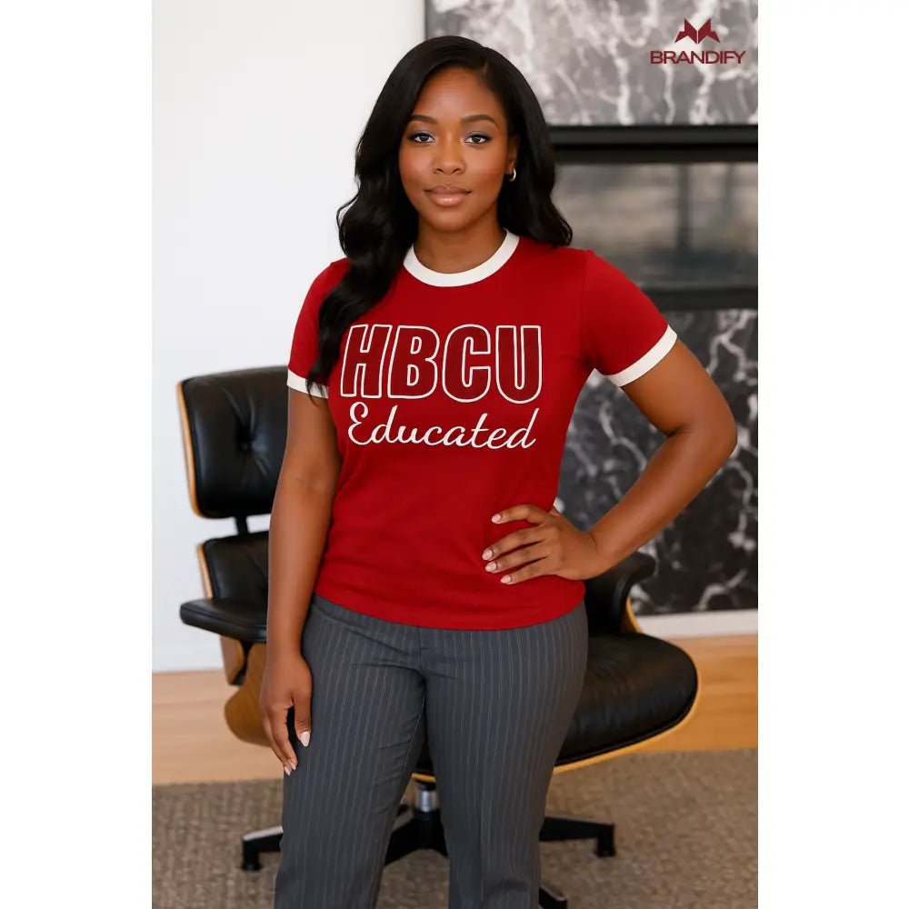Custom HBCU Women’s Crimson/Cream Chenille Tee | Custom D9