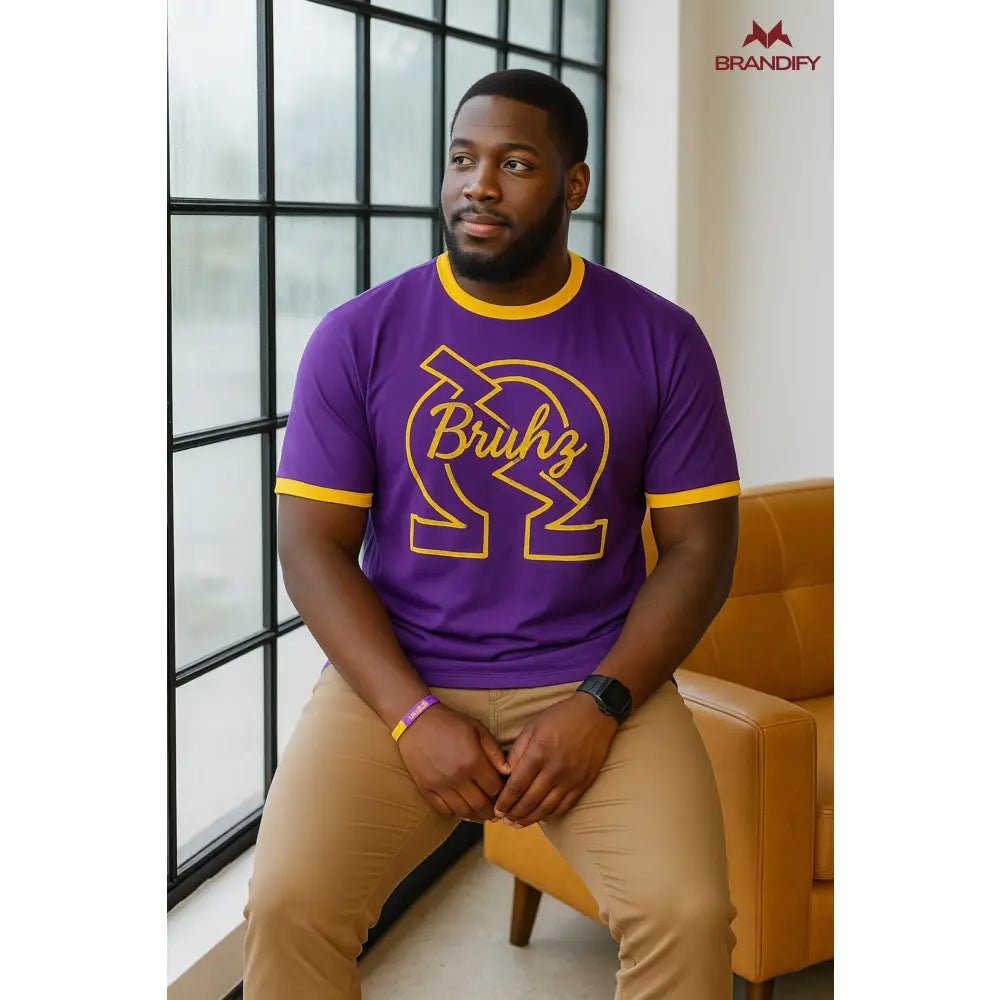 Custom Omega Psi Phi Bruhz Chenille Ringer Tee | Custom D9