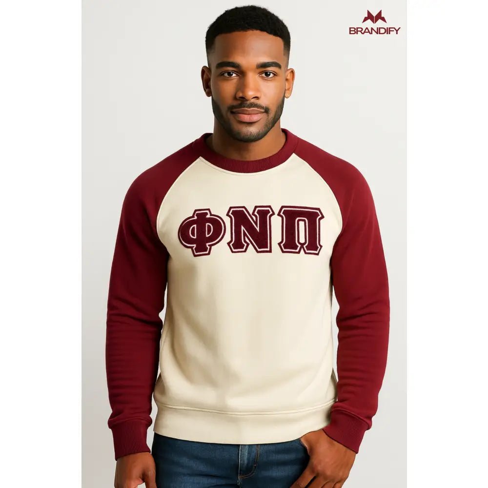 Custom Phi Nu Pi Raglan Chenille Sweatshirt | Custom D9