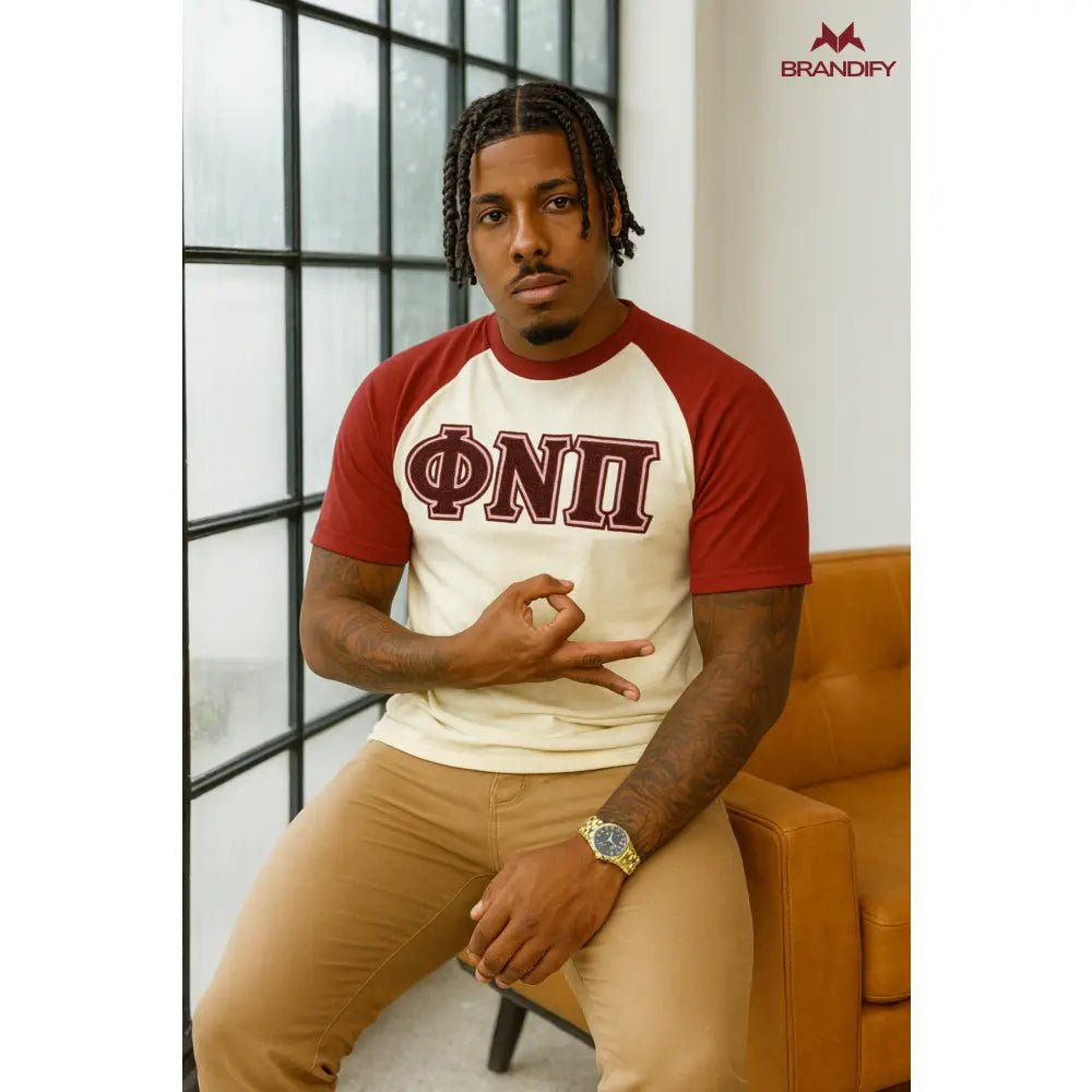 Custom Phi Nu Pi Raglan Chenille Tee | Custom D9