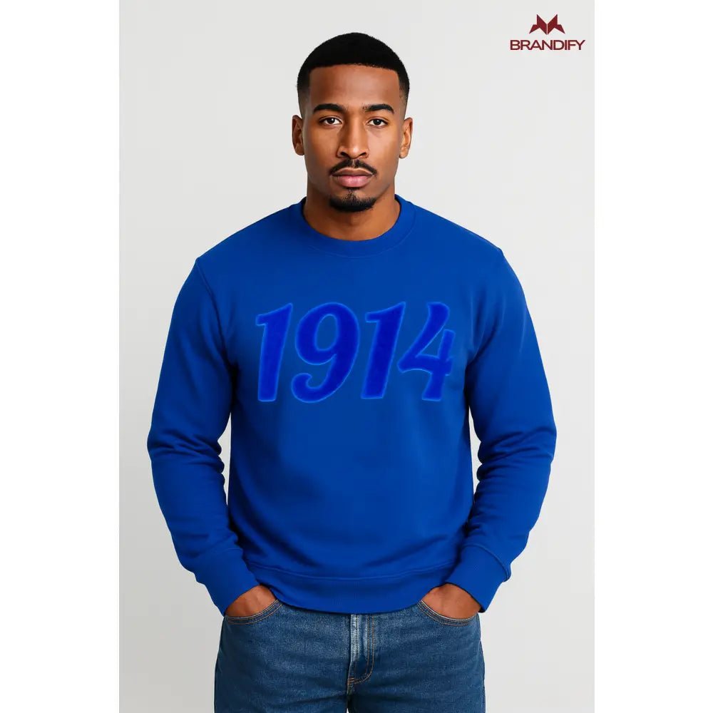 Custom Solid Blue 1914 Chenille Sweatshirt | Custom D9