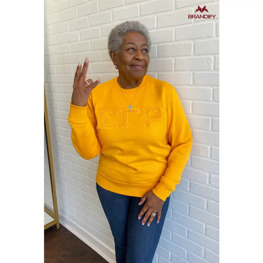 Custom Solid Gold ΣΓΡ Chenille Sweatshirt | Custom D9