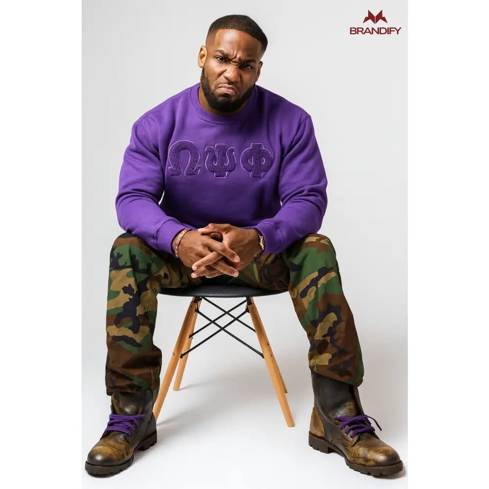 Custom Solid ΩΨΦ Chenille Embroidered Sweatshirt | Custom D9