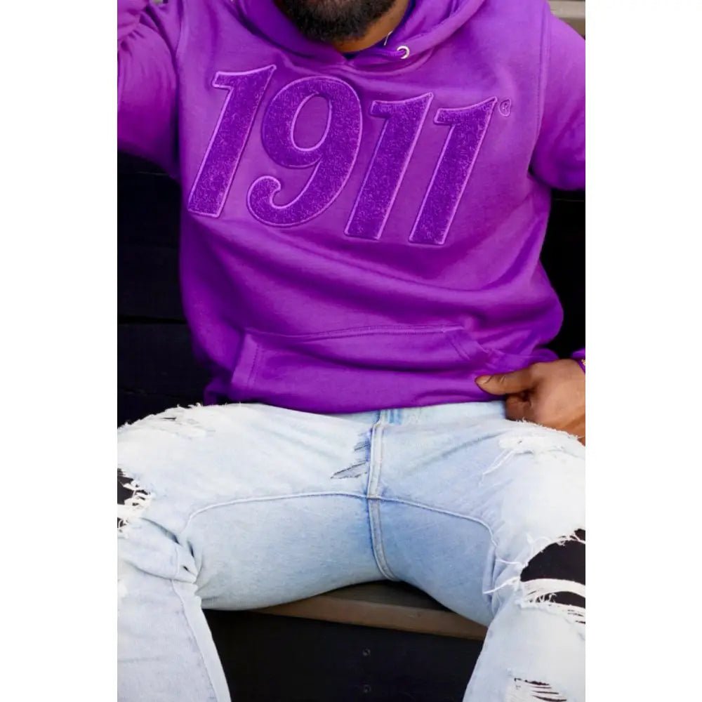 Custom Solid Purple 1911 Chenille Hoodie | Custom D9