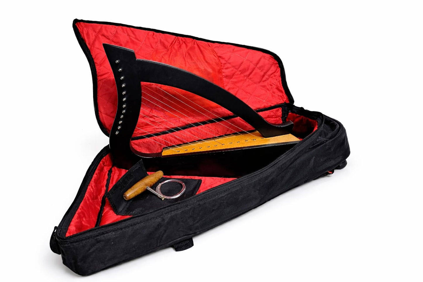 Hand - Carved Black 12 - String Celtic Lap Harp