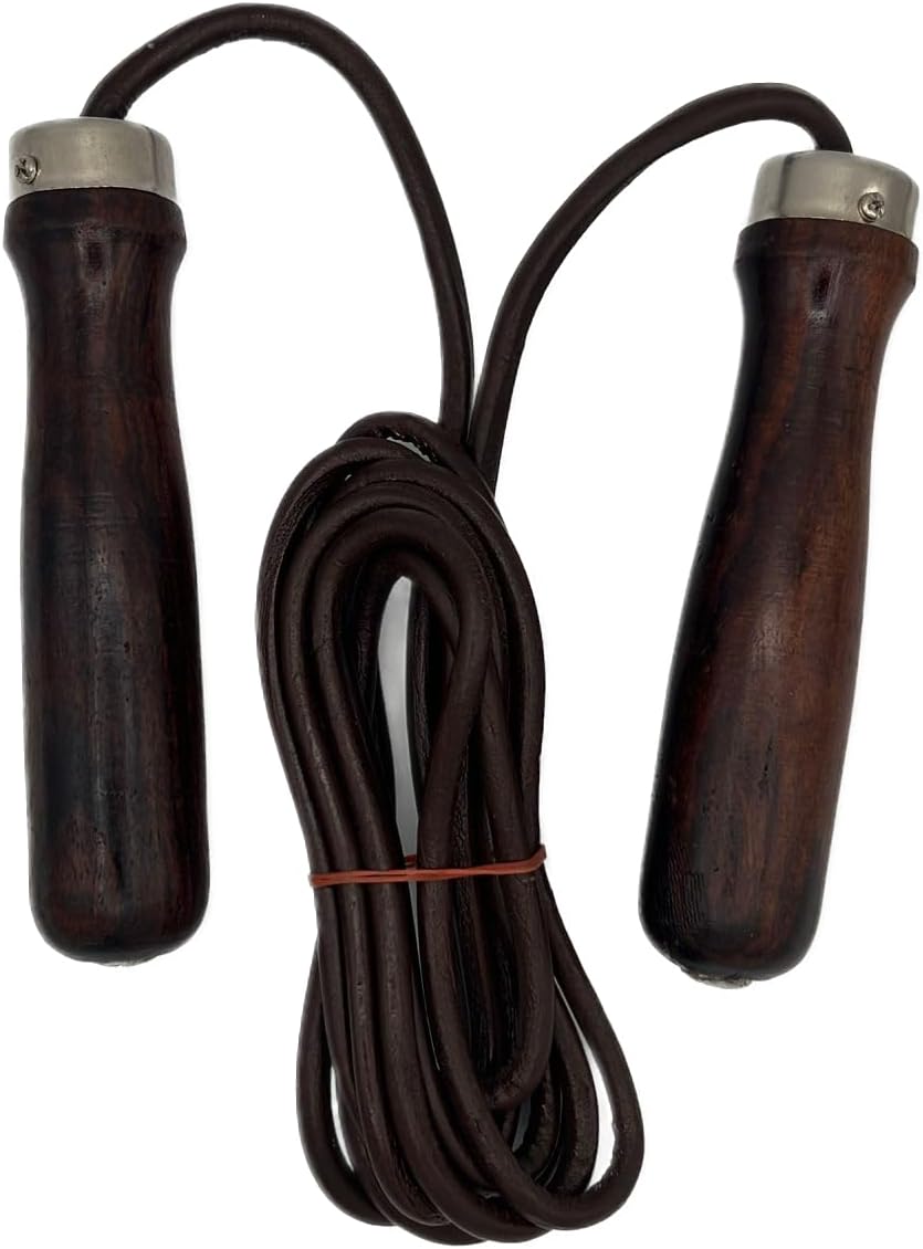 Jump Rope Leather - Genuine Cowhide Adjustable Workout Skipping Rope Ball Bearings for Women Men Kids