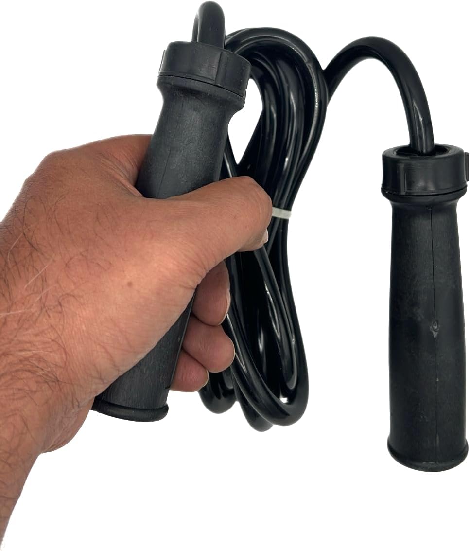 Jump Rope Plastic Fat Black Handle - Workout Skipping Rope Ball Bearings for Women Men Kids