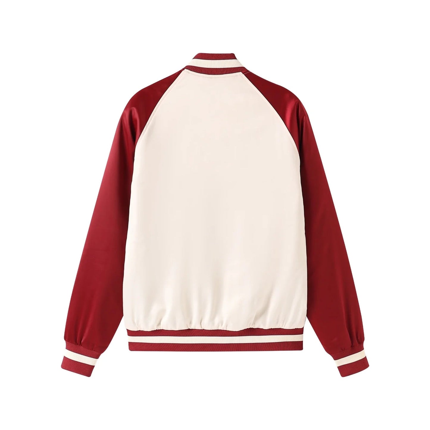 Delta Cream Bomber Jacket – Satin Bomber with Quilted Lining