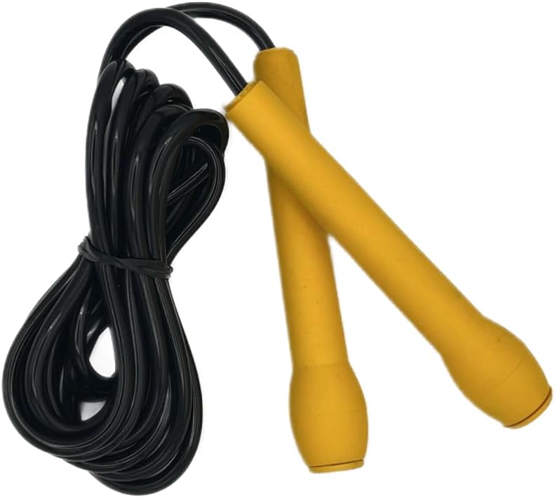 Jump Rope, Workout Skipping Rope with Ball Bearings for Women, Men, and Kids - Plastic Yellow Handle