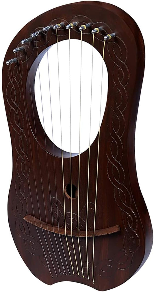 10 Strings Lyre Harp Brown Chain Design with Tuner, Strings for Beginners