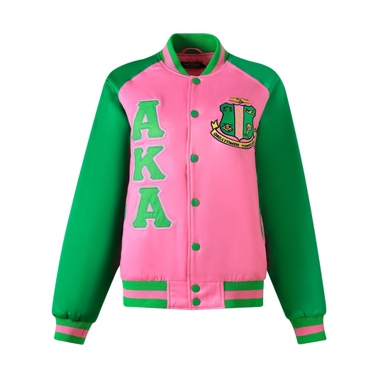 AKA Pink Satin Bomber Jacket