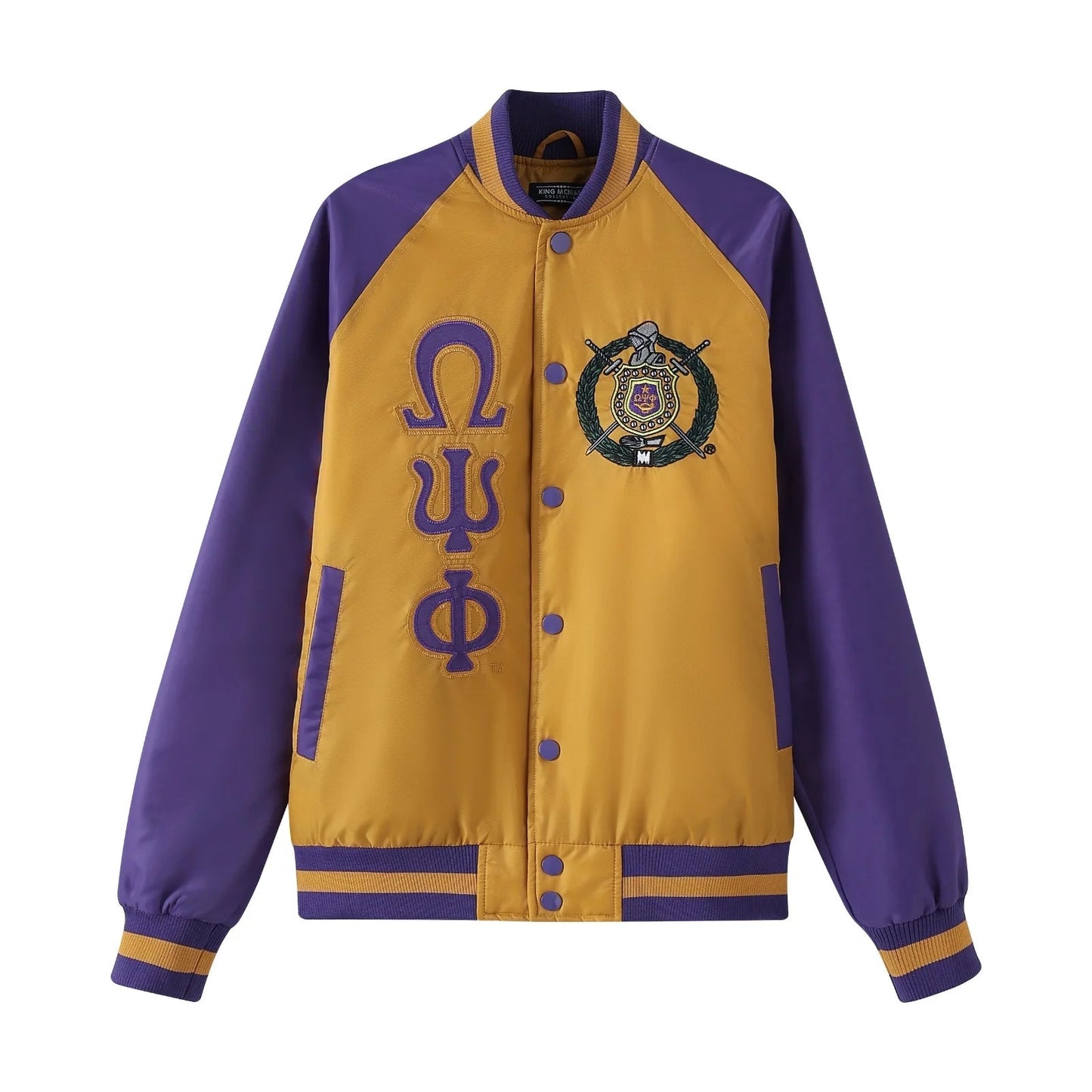 Omega Bomber Jacket with Custom Lining – Nylon, Embroidered Applique Logos