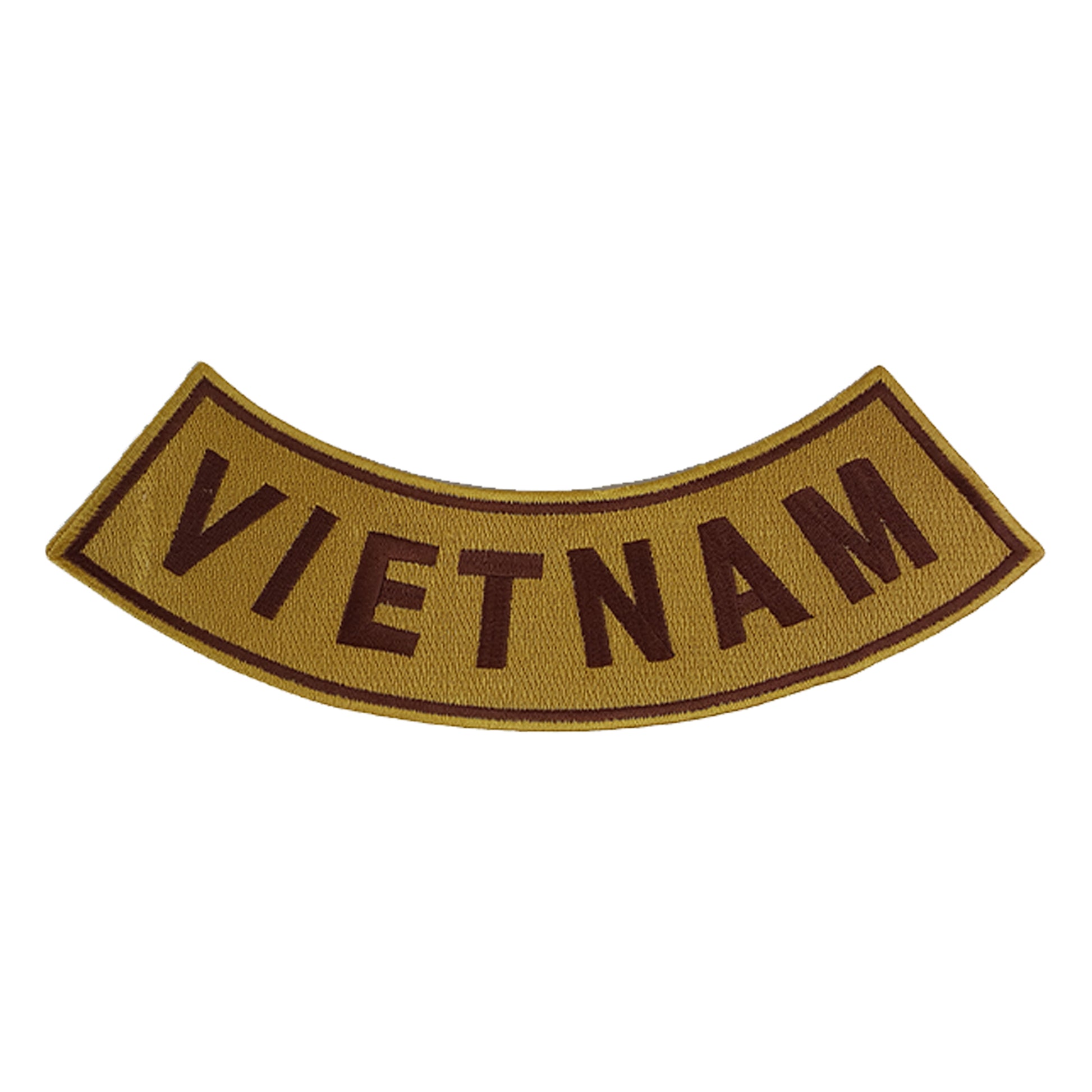 Vietnam patch, brown on gold patch, veteran patch, bottom rocker patch, iron on patch, sew on patch, large back patch, military patch, biker patch, jacket patch, vest patch, Vietnam veteran, custom rocker, biker vest patch, DIY patch, military tribute, veteran biker, embroidered patch

