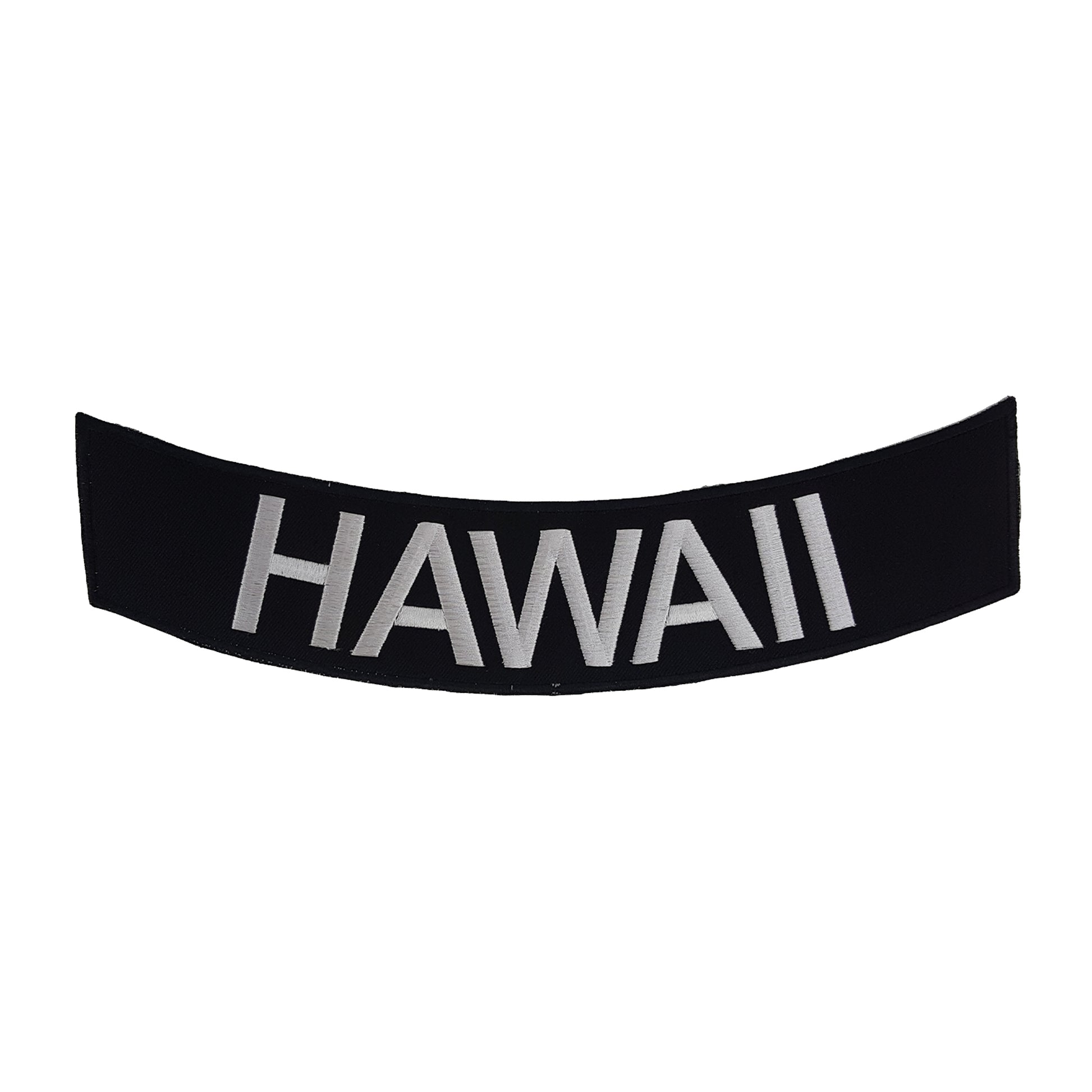 Hawaii patch, Hawaii biker patch, Hawaii back patch, white on black patch, motorcycle patch, biker patch, large back patch, vest patch, jacket patch, embroidered patch, iron-on patch, sew-on patch, biker vest patch, Hawaiian pride patch, bold Hawaii patch, biker lifestyle, biker accessories, biker jacket patch, motorcycle vest patch, club rocker patch, bottom rocker patch, leather vest patch, road warrior patch, Hawaiian motorcycle club patch, island rider patch, Hawaii chopper patch
