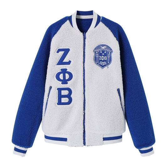 Zeta Reversible Sherpa Bomber Jacket – Blue & White