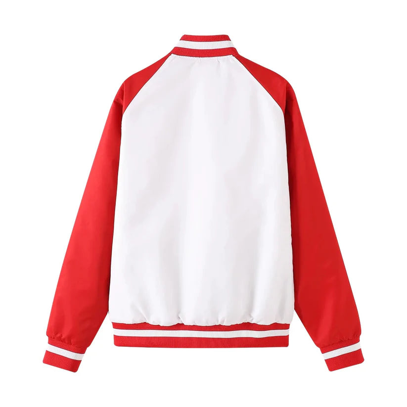 Red and white jacket on a white background