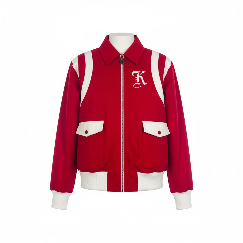 Kappa Alpha Psi red wool jacket with embroidered fraternity logos