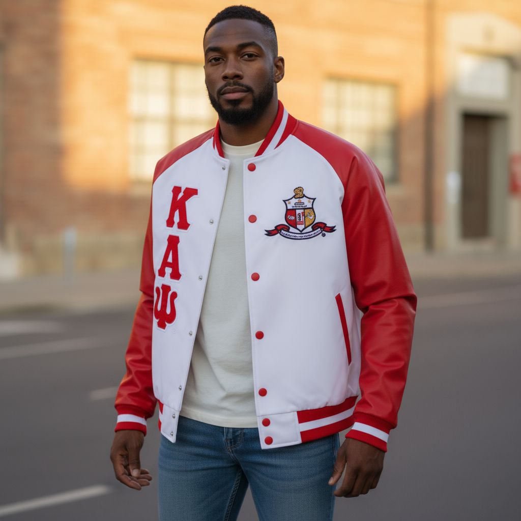 Kappa Alpha Psi premium bomber jacket with custom satin lining