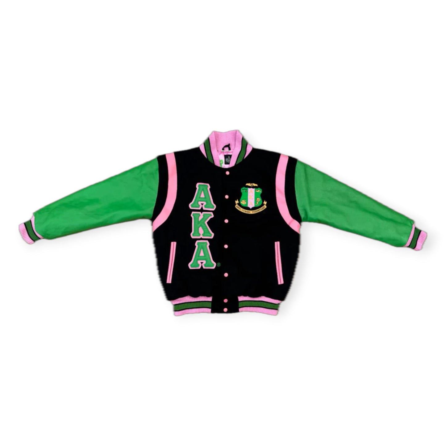 AKA Black Wool & Leather Varsity Letterman Jacket