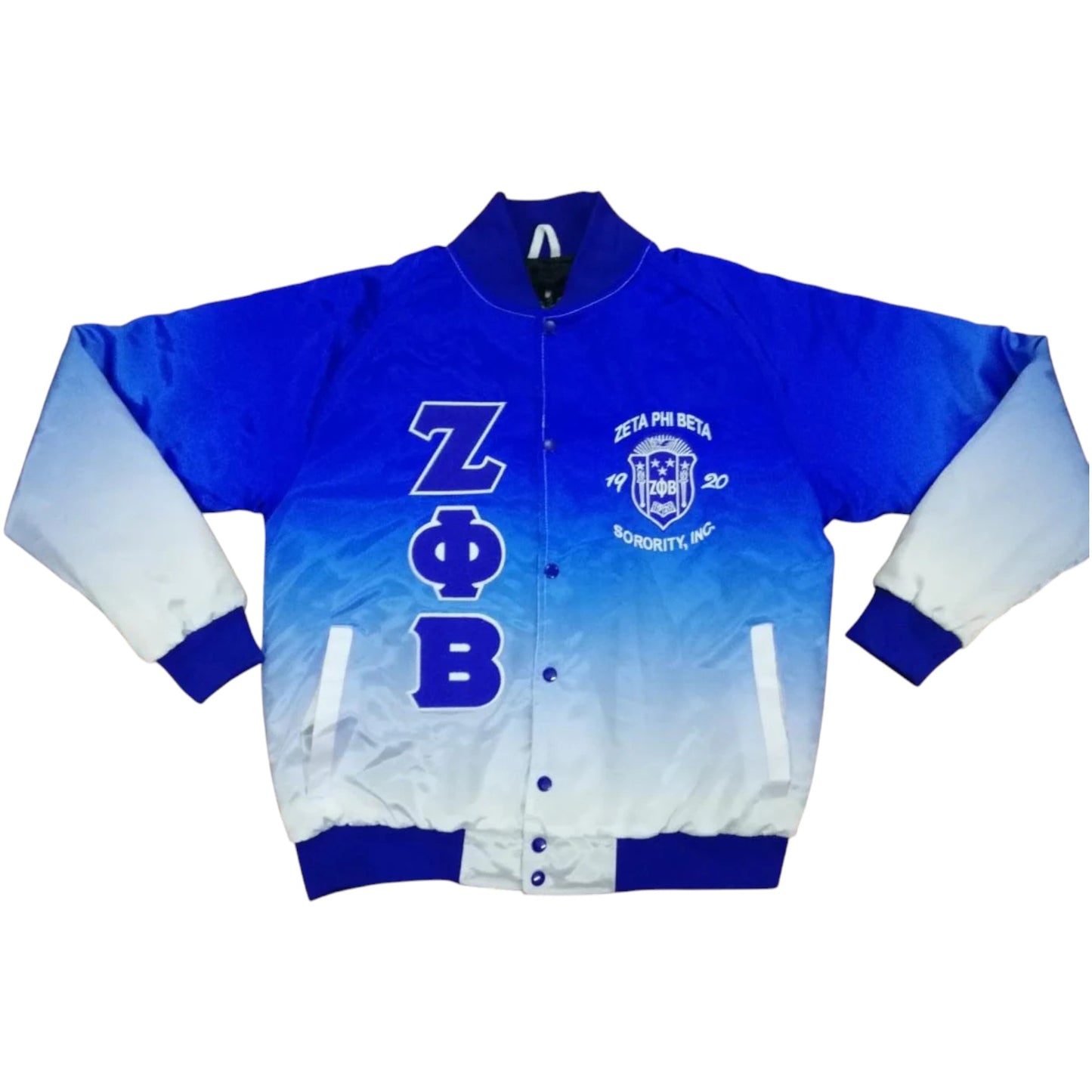 Zeta Phi Beta Faded Bomber Jacket – Back Embroidery