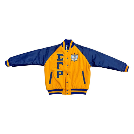 SGRho Gold Wool & Leather Letterman Jacket