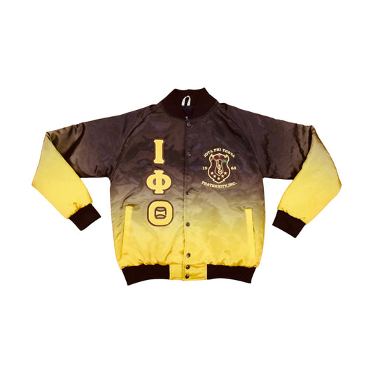 Faded Iota Phi Theta Bomber Jacket – Brown Fade to Yellow Gold