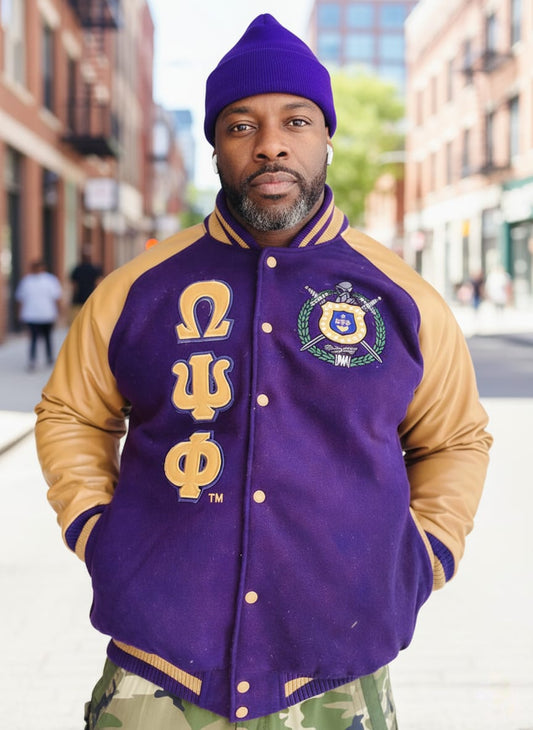 Omega Wool Letterman Jacket – Custom Lining, Embroidered Logos & Ribbing