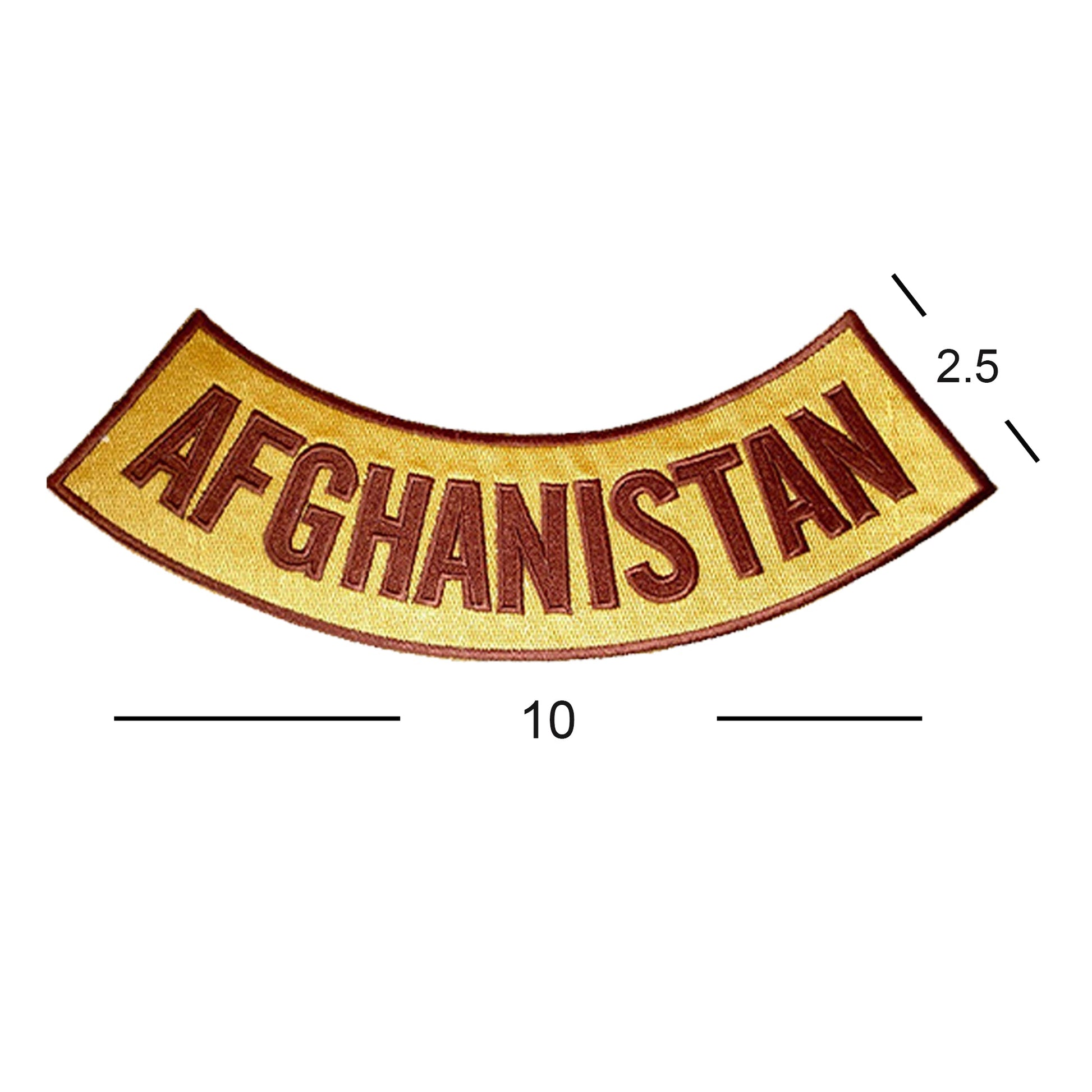 Afghanistan Bottom Rocker Patch - Brown on Gold Iron On Sew On Large Back Patch for Biker Vest Jacket