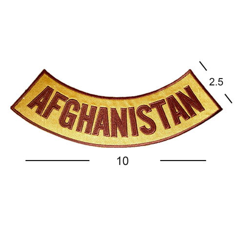 Afghanistan Bottom Rocker Patch - Brown on Gold Iron On Sew On Large Back Patch for Biker Vest Jacket