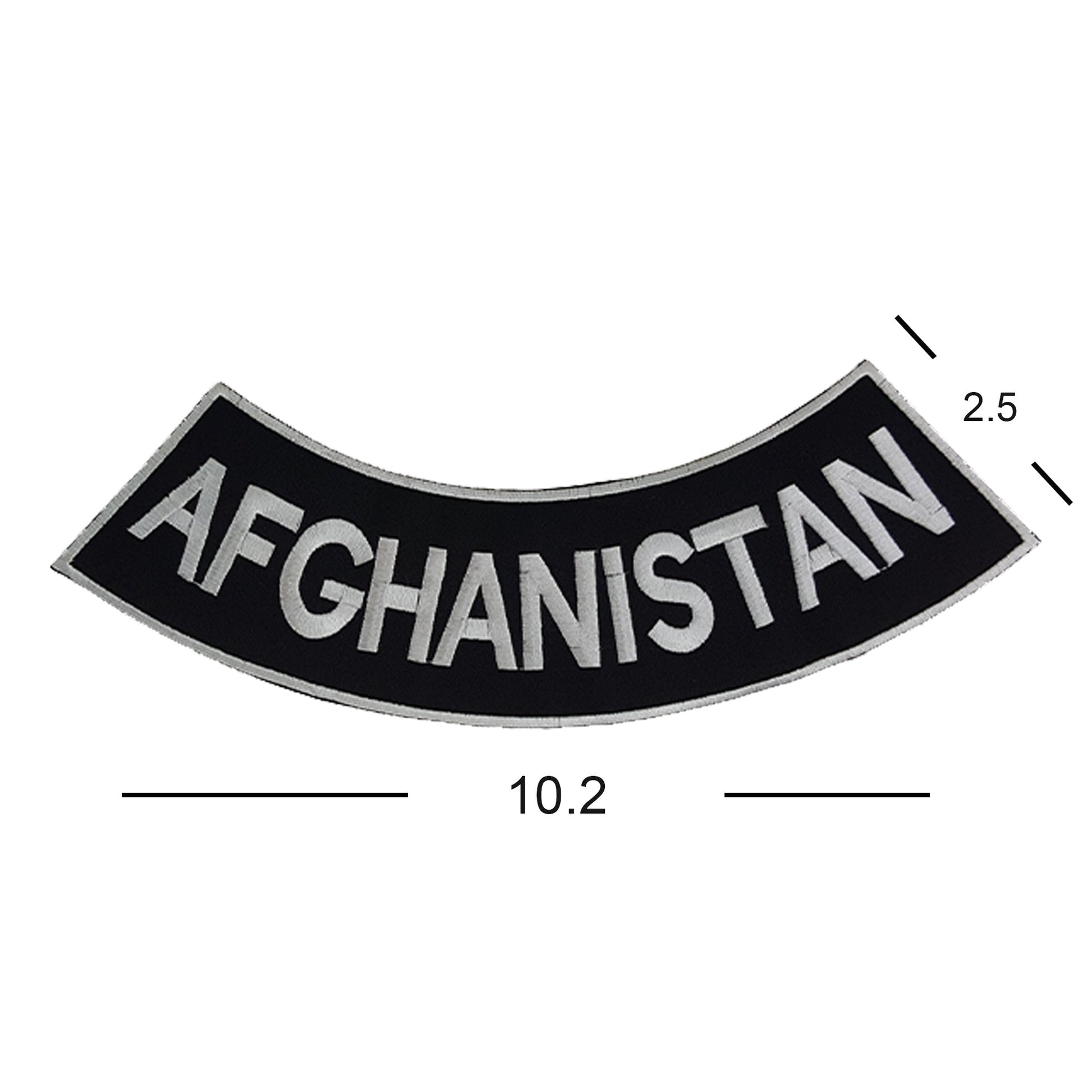 Afghanistan Bottom Rocker Patch - White on Black Iron On Sew On Large Back Patch for Biker Vest Jacket