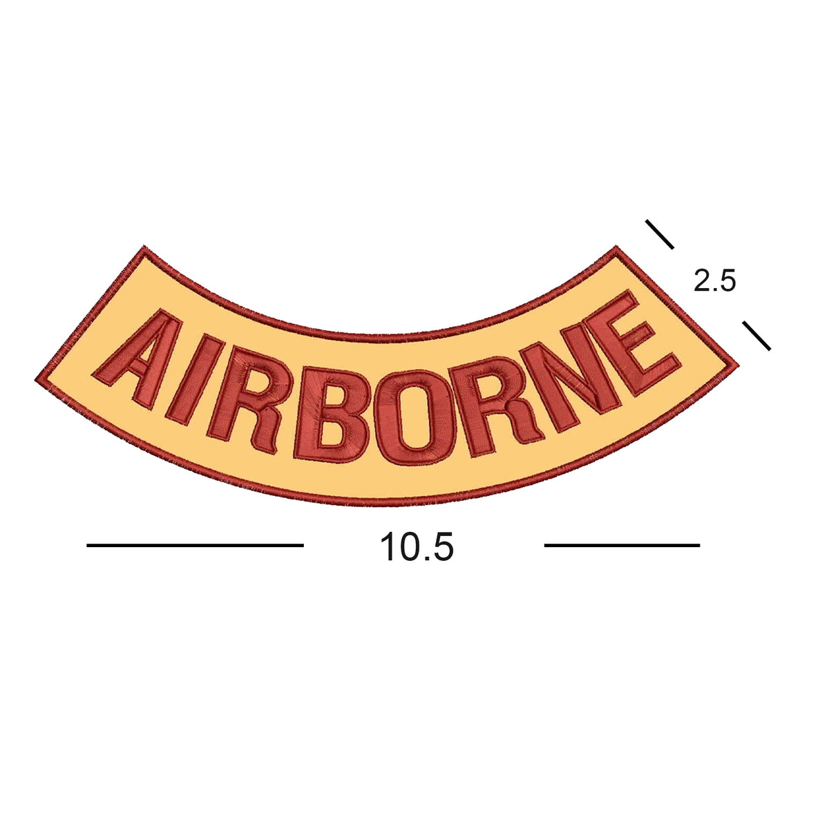 Airborne Bottom Rocker Patch - Brown on Gold Iron On Sew On Large Back Patch for Biker Vest Jacket
