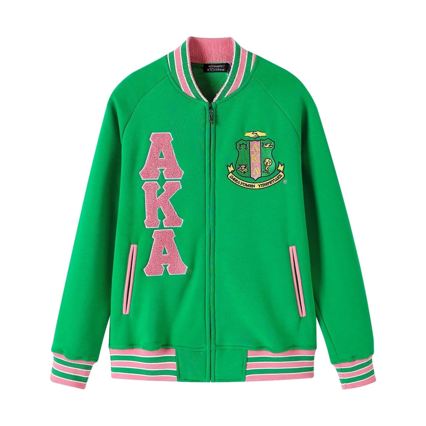 AKA Green Fleece Letterman Jacket – 3 - Piece Heritage Bundle (Unisex Sizing)
