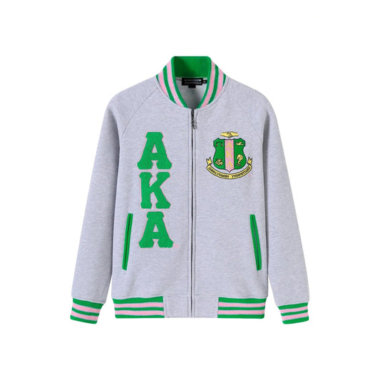 AKA Heather Grey Fleece Letterman Jacket – 3 - Piece Heritage Bundle