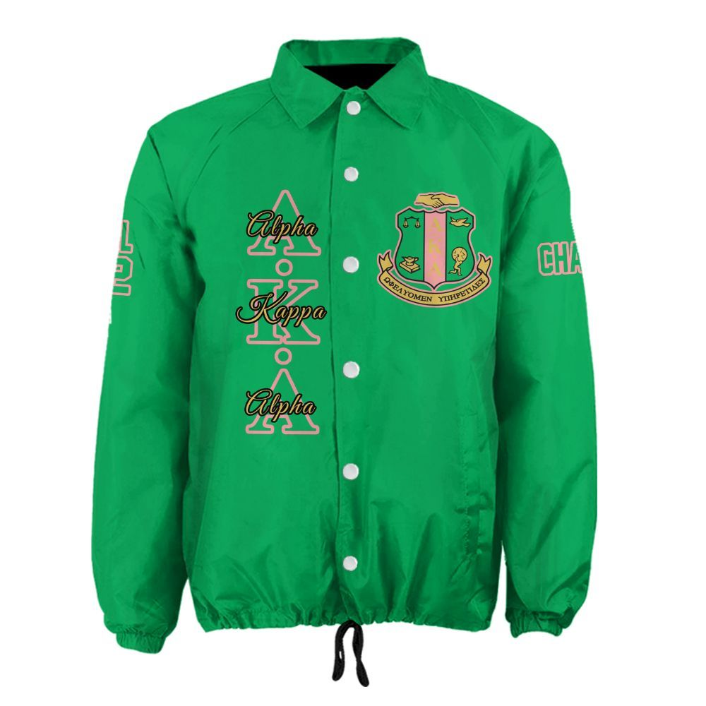 AKA Sorority Personalized Green Crossing Jacket – Custom Name, Number & Crest