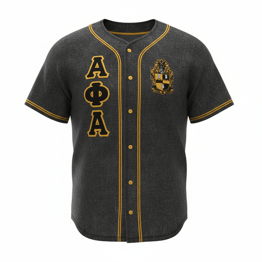 Alpha Black Denim Baseball Jersey 3 - Pack – Luxury Dual Embroidered Old Gold Button - Up Bundle (True to Size)