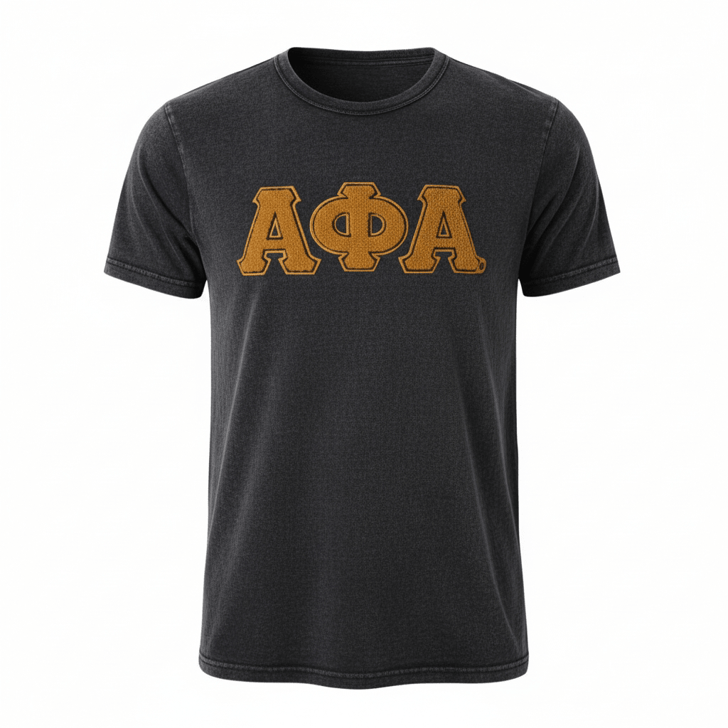 Alpha Black Denim Chenille Shirt 5 - Pack – Luxury Lightweight Embroidered Greek Letter Bundle (True to Size)