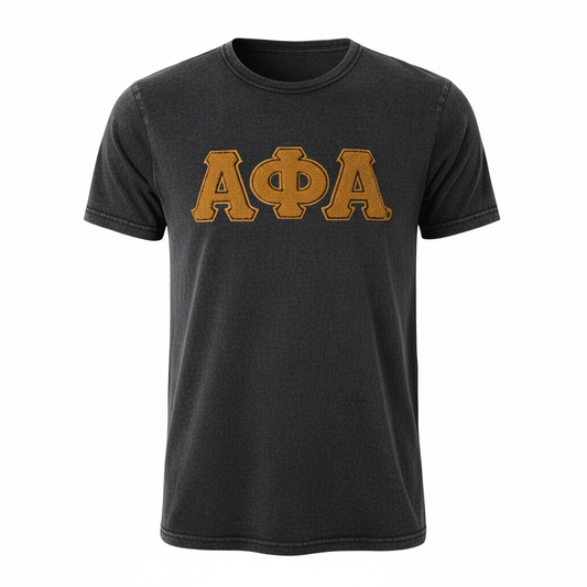 Alpha Black Denim Chenille Shirt 5 - Pack – Luxury Lightweight Embroidered Greek Letter Bundle (True to Size)
