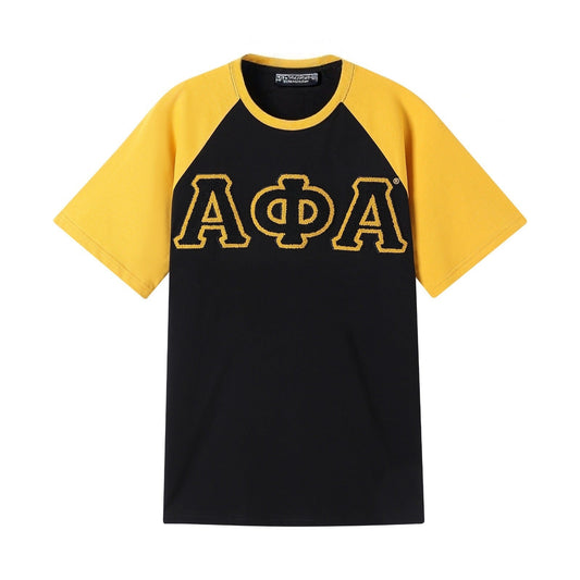 Alpha Black Premium Chenille Raglan Shirt 3 - Pack – Luxury 3D Stitched Old Gold Heritage Bundle (True to Size)