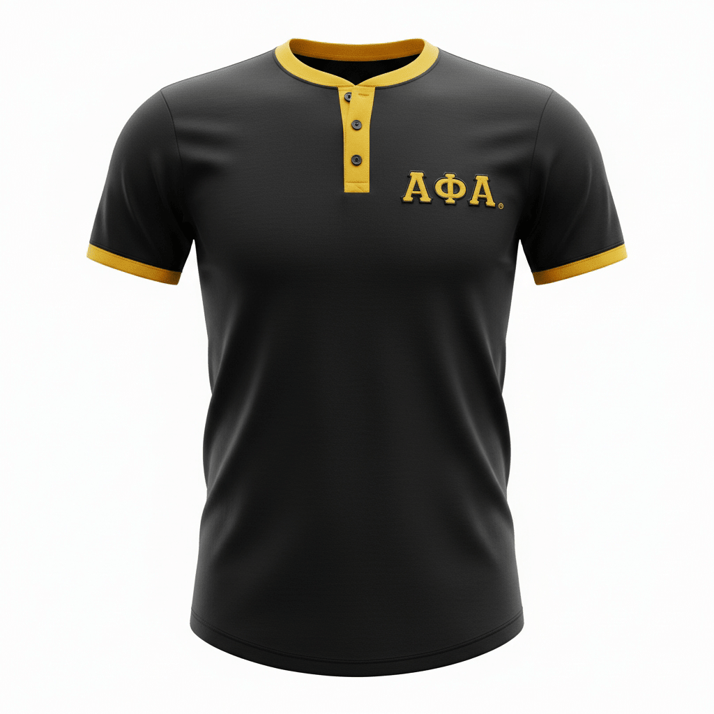 Alpha Black Premium Henley Shirt 3 - Pack – Luxury 3 - Button Embroidered Athletic Bundle (True to Size)