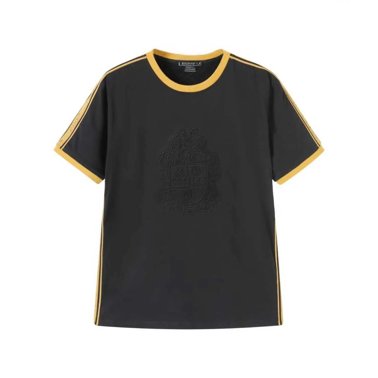 Alpha Black Tapered Premium Crest Shirt 3 - Pack – Luxury Embossed Tonal Athletic Bundle (True to Size)